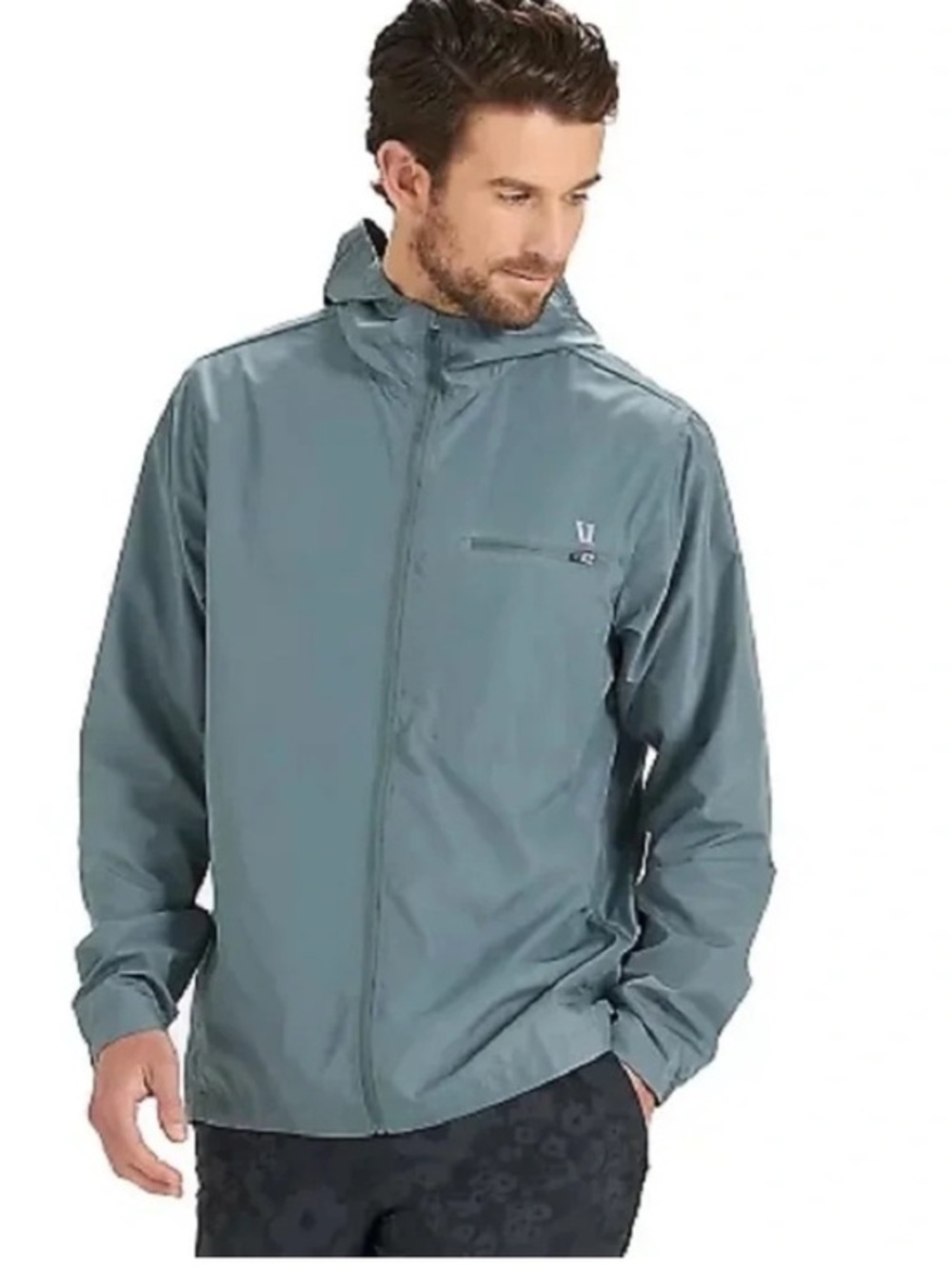 Vuori Men’s Slate-Blue Hooded Windbreaker Jacket